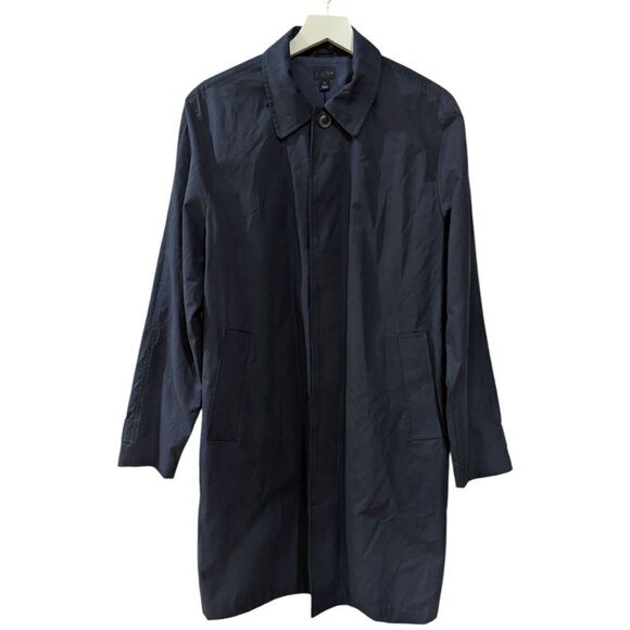 J by J. Crew Navy Trench Coat Cotton Blend Men's Small L0325 - Picture 1 of 8